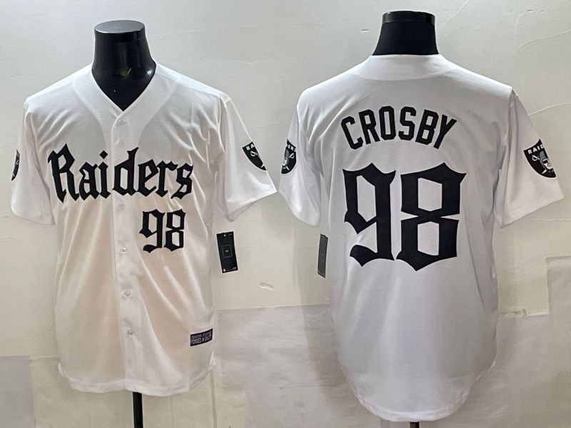 Men 2025 Oakland Raiders #98 Crosby white 6th generation Joint Name Nike Limited NFL Jersey style 04